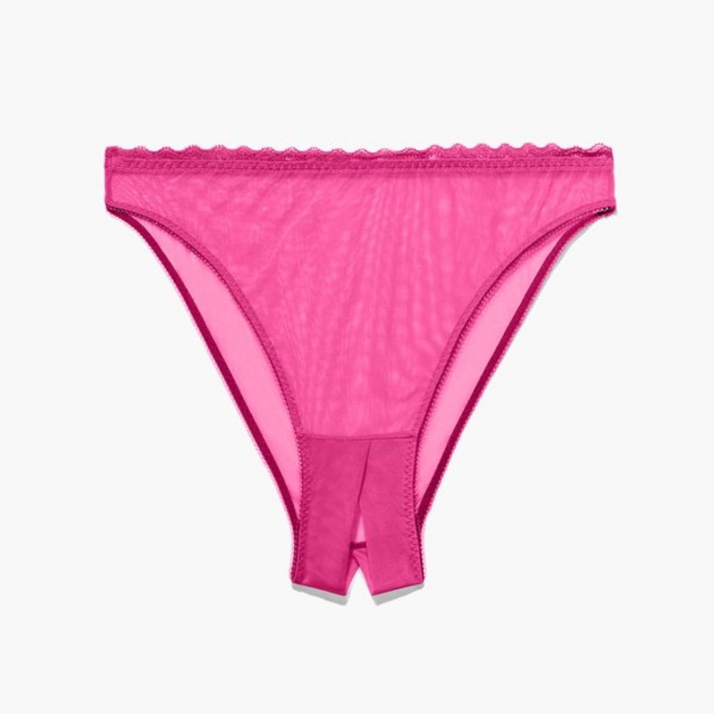 Mesh Crotchless High Leg Bikini